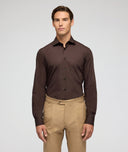 Camisa de ceremonia en algodón marrón