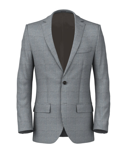 Giacca in lana Principe di Galles azzurro