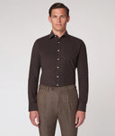 Chemise Sur Mesure pour homme couleur beige-gris en velours de coton