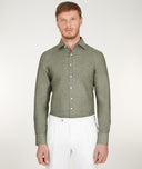 Chemise Lin Vert Olive Made in Italy