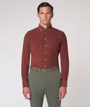 Chemise Sur Mesure pour homme couleur brique en velours de coton
