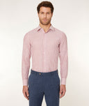White Red Cotton Linen Stripes Shirt