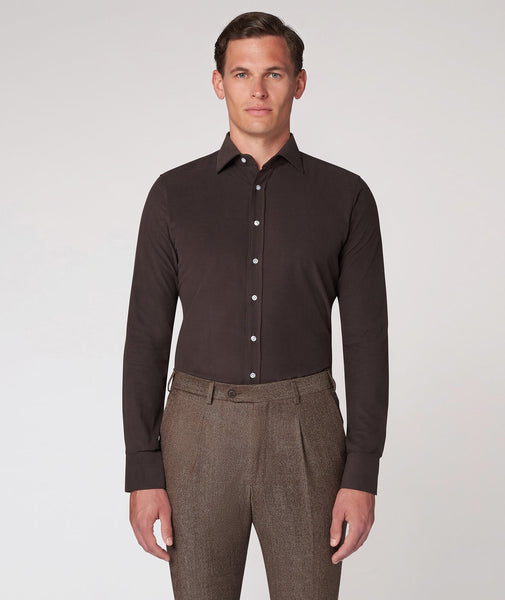 Camicia Su Misura da uomo color tortora in velluto di cotone