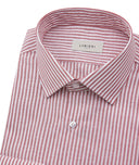 Camicia Righe Bianche Rosse Cotone Lino