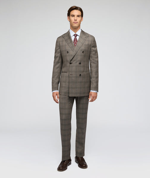 Gunmetal grey and light blue Prince of Wales suit