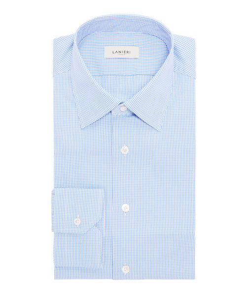 Light Blue Cotton Microsquared Poplin Shirt