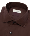 Camisa de ceremonia en algodón marrón