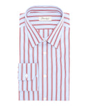 Camicia in cotone rigata azzurro e bordeaux