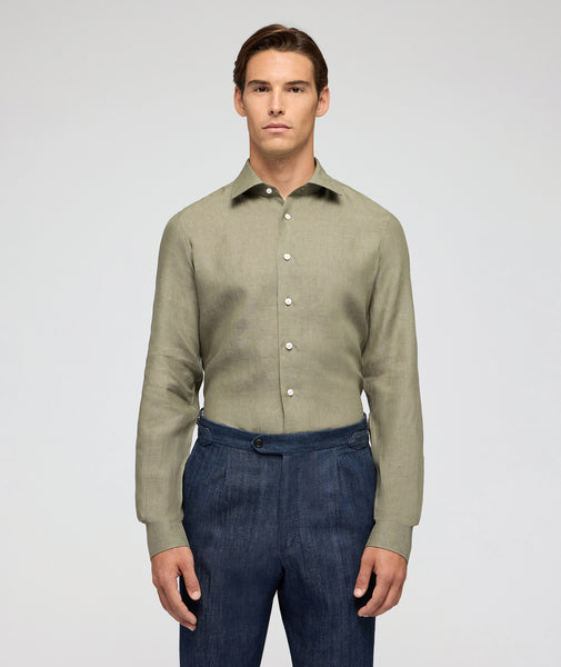 Verde Oliva Lino Made In Italy Shirt