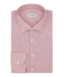 Camicia Righe Bianche Rosse Cotone Lino