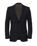Giacca in lana gessata blu navy e marrone