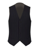 Gilet en laine à fines rayures verticales bleu marine et marron